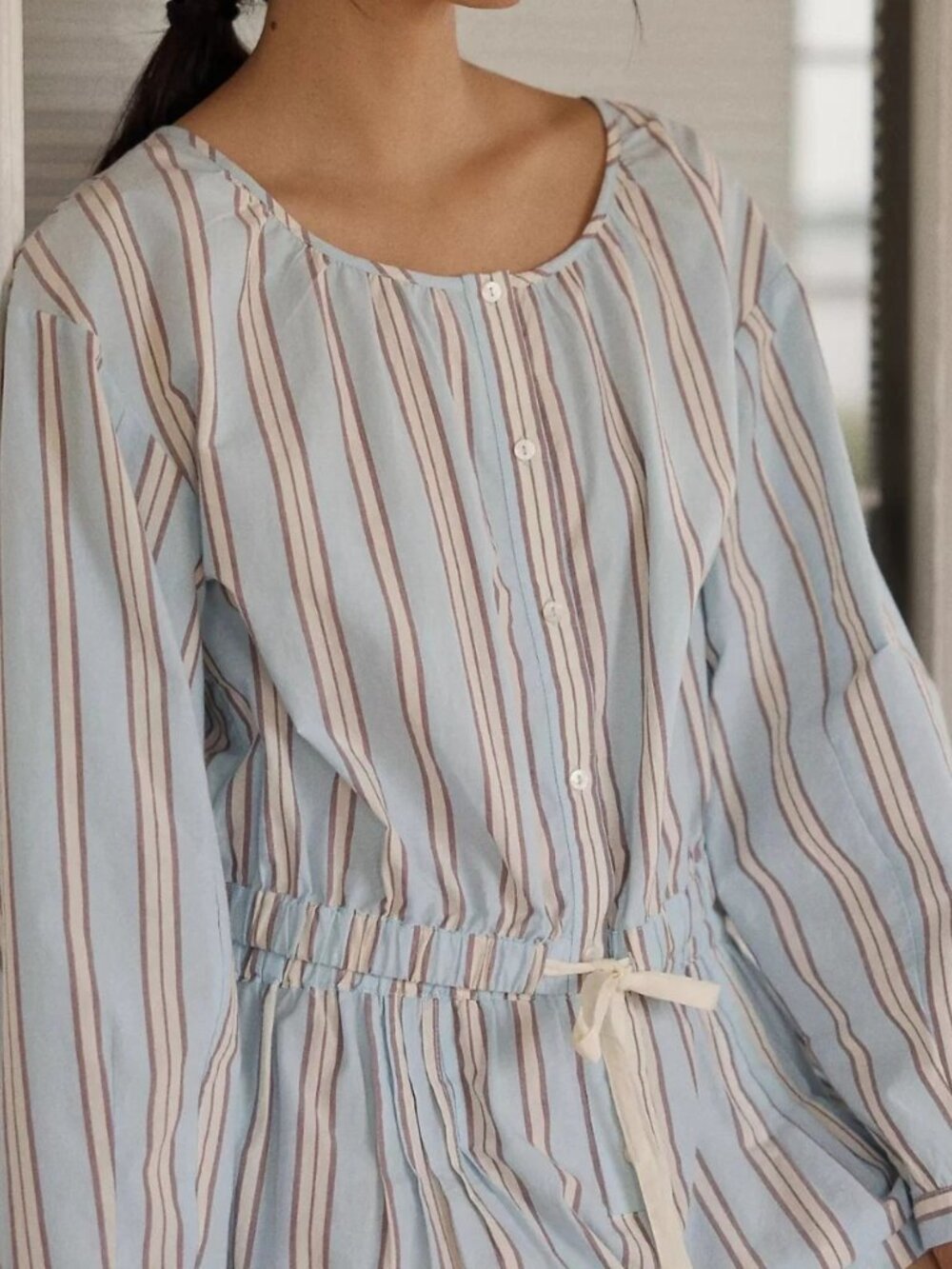 Anthropologie LyreBird Long Sleeve Buttondown Cotton Blouse Top Striped S 290397